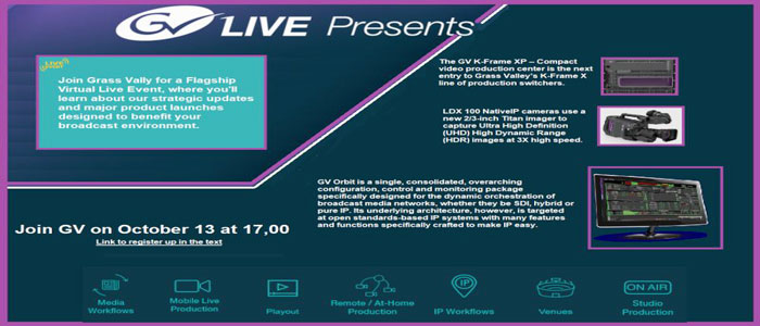 Grass Valley si presenta dal vivo il 13 ottobre